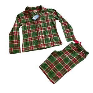Little Blue House Women's Green Red Plaid Pajama Set XS TP Long Sleeve Pants